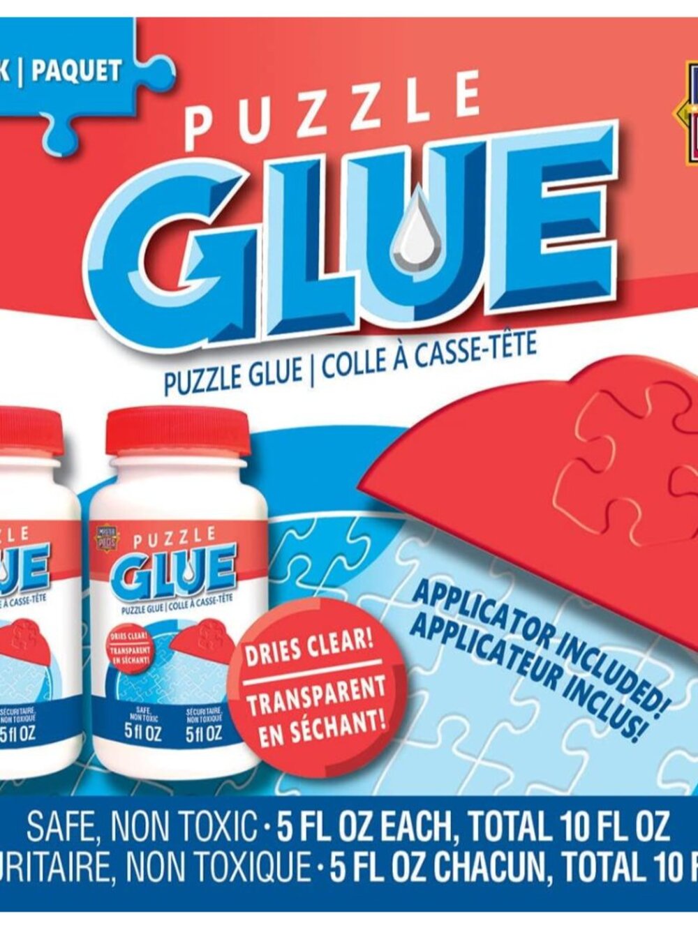 Puzzle Glue with Wide Plastic Spreader, Easy to Apply, Dries Quick and Clear, Pr